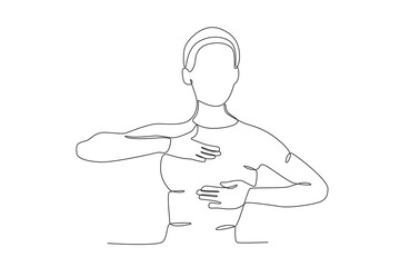 Single continuous line drawing of a Woman and pink ribbon, Breast cancer awareness month concept. One line draw design vector illustration