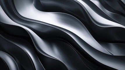 Fototapeta premium Black and Silver Abstract Waves Background