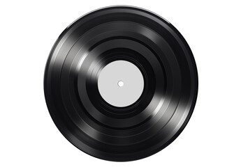 Vintage Vinyl Record on White Background, Top View (generative AI)