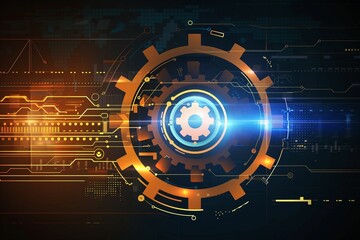 Vector Illustration Abstract Futuristic Gear Wheel With Circuit.