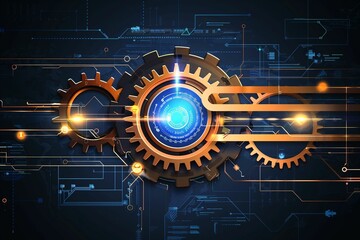 Vector Illustration Abstract Futuristic Gear Wheel With Circuit.