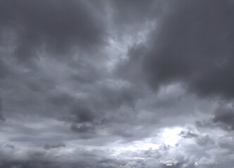 Grey dramatic sky with storm clouds dark landscape.