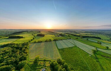 Golden Hour Over Robin Hood's Stride, Harthill Moor, Drone Photography, Peak District National Park, Derbyshire, UK