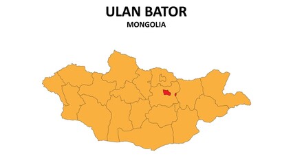 Ulan Bator Map in Mongolia. Vector Map of Mongolia. Regions map of Mongolia.