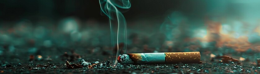The backdrop of a dark and ominous setting, emphasizing the dangers of smoking to ones wellbeing