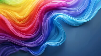 Fototapeta premium rainbow colors, wave gradient shape over Denim blue background, round, centered