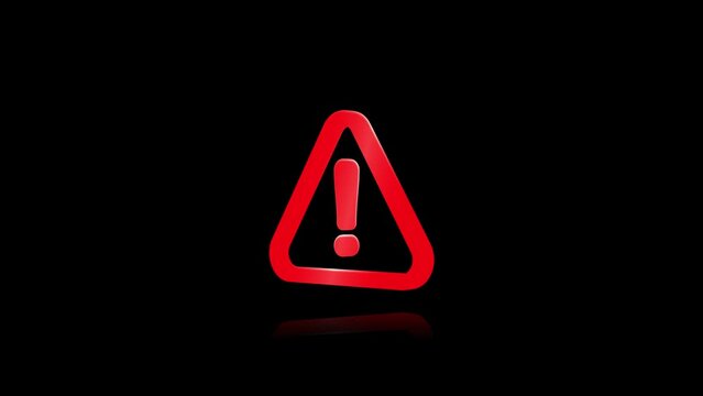 Dangerous Warning Video, Red Alert Warning Symbol, Warning Sign Animation Video, 3D Warning Sign Animation For You