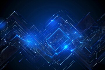 Vector Illustration Technology With Line Pattern Over Dark Blue Background. Modern Hi-tech Digital Technology Concept. Abstract Internet Communication, Future Science Techno Design for Background.