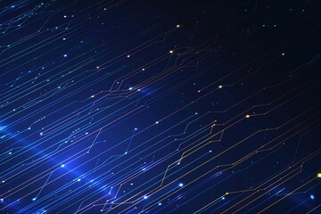 Vector Illustration Technology With Line Pattern Over Dark Blue Background. Modern Hi-tech Digital Technology Concept. Abstract Internet Communication, Future Science Techno Design for Background.
