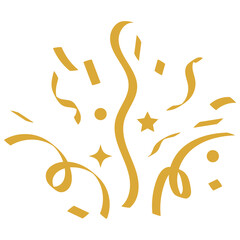  bright confetti isolated on transparent background. Festive Vector illustration. Gold Party Popper