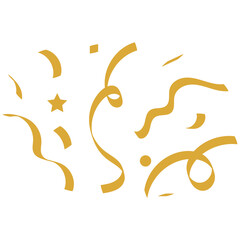  bright confetti isolated on transparent background. Festive Vector illustration. Gold Party Popper