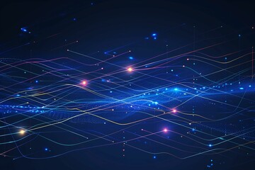 Vector Illustration Technology With Line Pattern Over Dark Blue Background. Modern Hi-tech Digital Technology Concept. Abstract Internet Communication, Future Science Techno Design for Background.