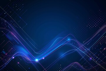 Vector Illustration Technology With Line Pattern Over Dark Blue Background. Modern Hi-tech Digital Technology Concept. Abstract Internet Communication, Future Science Techno Design for Background.