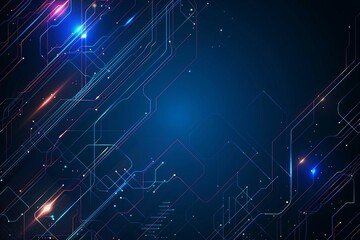 Vector Illustration Technology With Line Pattern Over Dark Blue Background. Modern Hi-tech Digital Technology Concept. Abstract Internet Communication, Future Science Techno Design for Background.