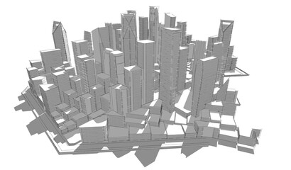 Fototapeta premium 3d render of a city