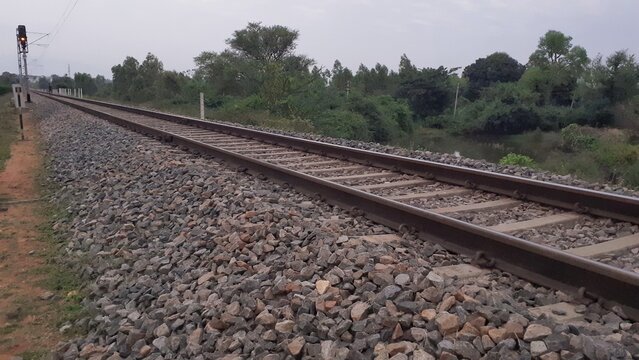 railroad tracks in the countryside