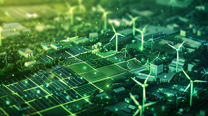 Fototapeta premium Eco power farming of a Green Network connecting various