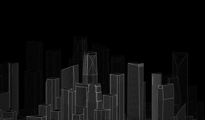 Modern city sketch 3d rendering