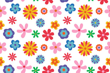 flower floral seamless repeat pattern. this is a  colorful flower vector illustration. Design for decorative, wallpaper, shirts, clothing, tablecloths, blankets, wrapping, texture, textile, fabric  