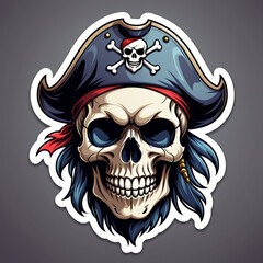 Fototapeta premium pirates skull sticker 2d illustration vector logo