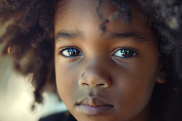 Closeup portrait of a thoughtful young girl with expressive eyes