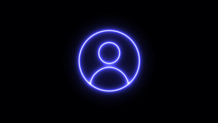 Neon User profile icon. neon glowing Person icon. flat style avatar person icons for user profile or login buttons.