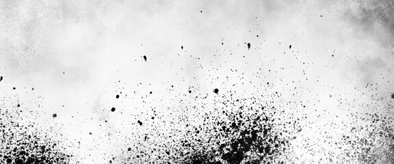Vector black ink splatter on white abstract grey and white dark paint splatter grunge black powder explosion.
