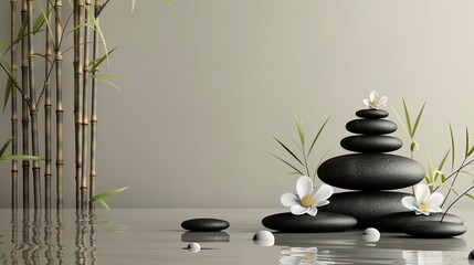 Modern Zen-Themed Template with Space for Text, Featuring Calm and Balanced Design Elements
