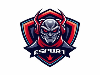 Dynamic E-Sport Gaming Logo Design Featuring a Futuristic Warrior with Headphones and Bold Colors for Competitive Gaming Teams and Streaming Channels