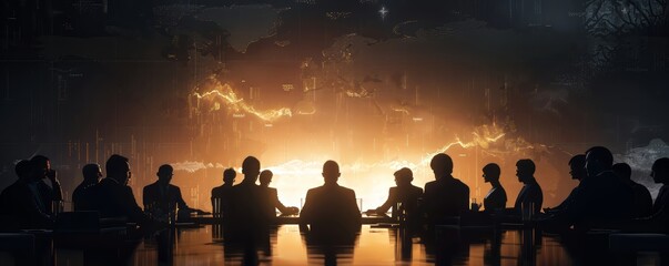 Silhouettes of People in a Meeting