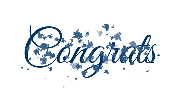 Congrats - Handwritten calligraphy lettering text. Footage with text effect animation. Calligraphy motion graphics. Flat animation. Available in 4K Full HD thumbs-up 2D render footage. Alpha channel