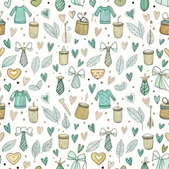 Hand drawn Seamless pattern of Fathers day.
