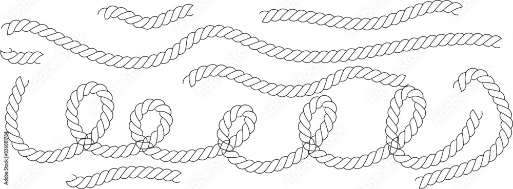 Wall mural Decorative Rope Design Element Clipart Set -Wavy and Curved - Wall murals