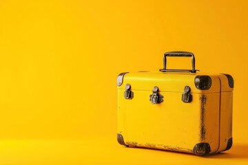 Yellow Suitcase on Yellow Floor