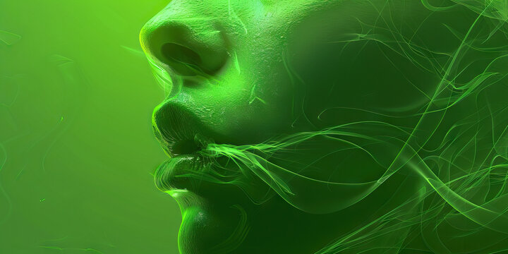 Disgust (Green): A curled lip or wrinkled nose represented by a curved line