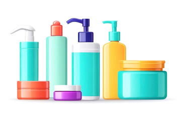 Modern and vibrant cosmetic bottles with sleek designs and bright colors