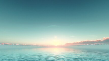 Obraz premium View of a beautiful seascape with a setting sun and a clear blue sky