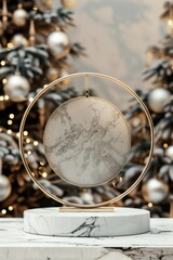 White Marble Christmas Ornament