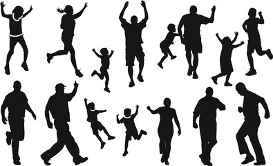 Dad and Children Silhouettes: Elegant Vector Designs for Father's Day