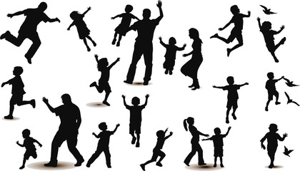 Naklejka premium Memorable Moments in Silhouettes: Vector Clipart Celebrating Father’s Day