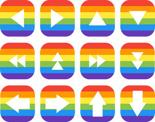 Arrows with rainbow background button vector image or clipart