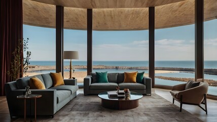 Obraz premium A living room with glass windows