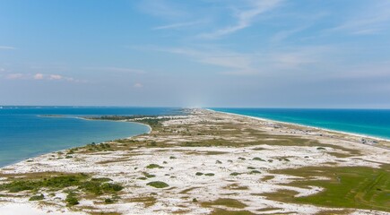 Aerial view of the beach in Pensacola, Florida