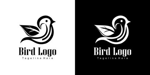 Bird logo design with leaf-shaped wings 