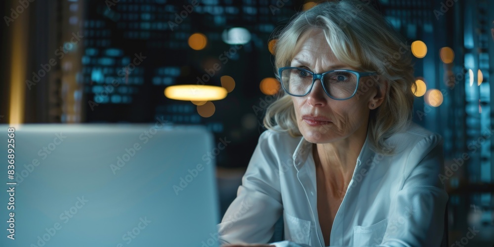 Wall mural Woman working on laptop