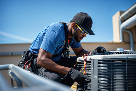 technician working on HVAC unit