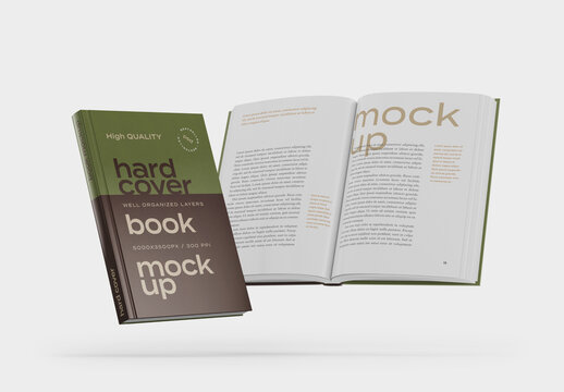 Flying Book Hardcover Mockup