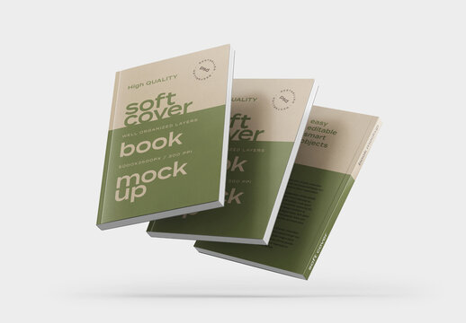 Flying Book Hardcover Mockup
