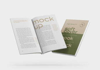 Flying Book Hardcover Mockup
