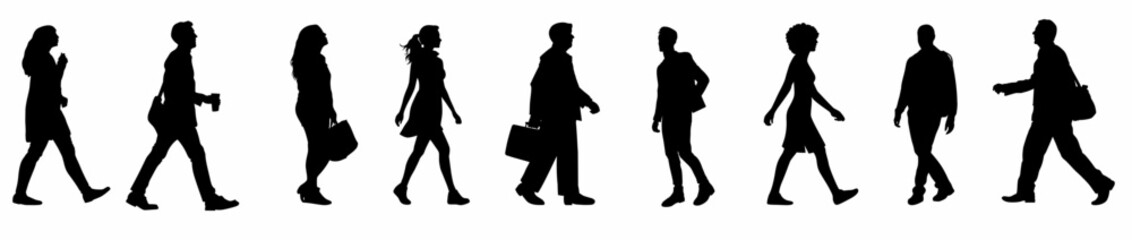 Group of Business People Silhouette. Group of working business people on isolated white background. 